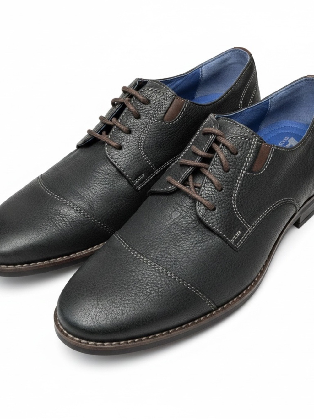 AM Shoe Company Black Leather Cap Toe Oxfords Men’s Size 7